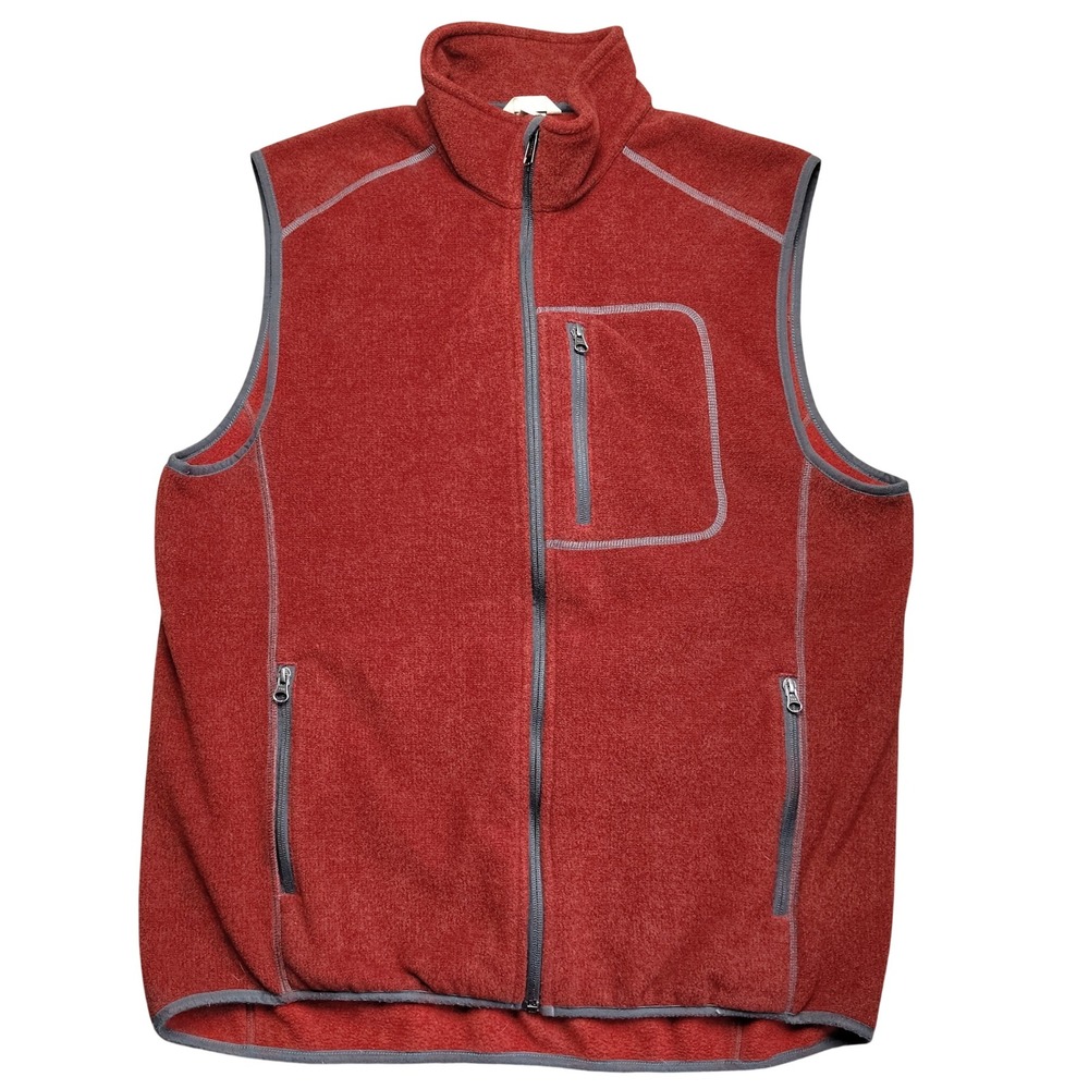 Duluth Trading Mens Two Harbors Polartec Fleece Vest Size XL Red Heathered